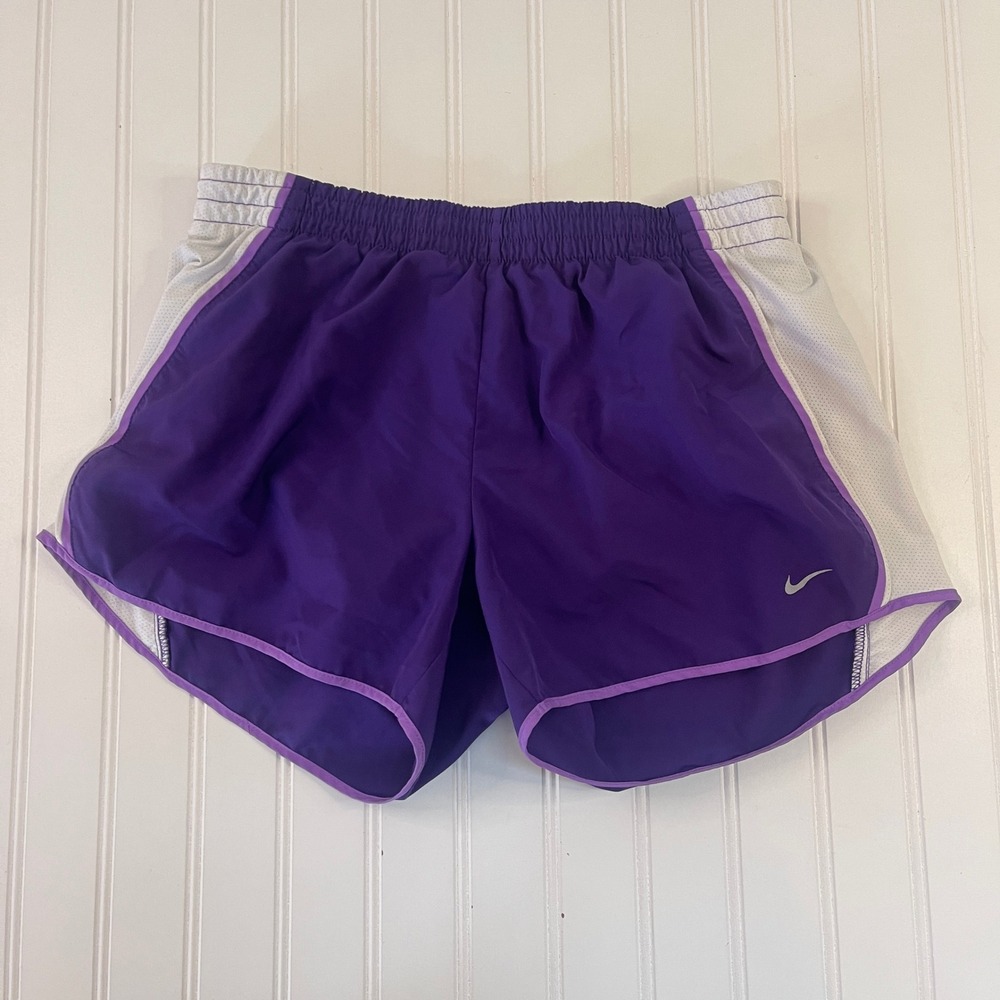 Nike Dri-FIT Tempo Running Shorts Purple White Womens Medium Mesh Athletic